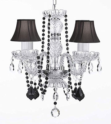 Chandeliers Lighting Empress Crystals(Tm) With Black Color Crystal And Black Shades - J10-Blackb2/Blackshades/26098/4