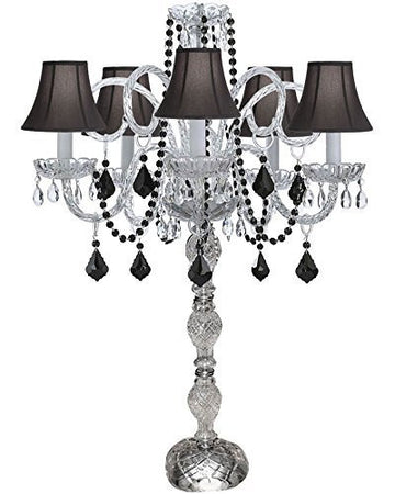 Set Of 10 Wedding Candelabras Candelabra Centerpiece Centerpieces W/Black Shade And Black Crystal - Great For Special Events - Set Of 10 - G46-Sc/B2/545/5/Blackshade-Set Of 10