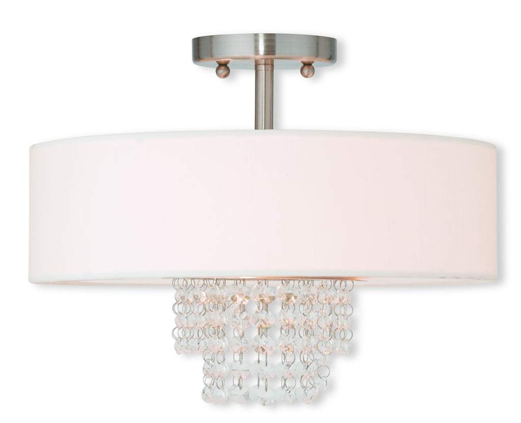 Livex Carlisle 3 Light Brushed Nickel Ceiling Mount - C185-51027-91