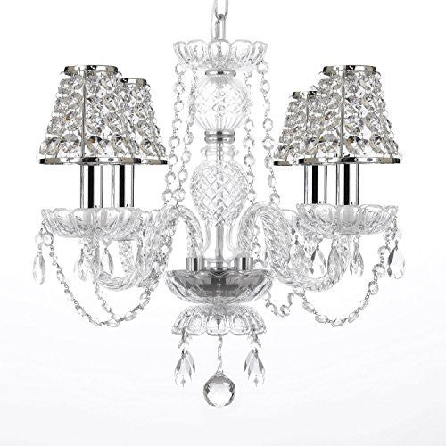 Empress Crystal (Tm) Chandelier Lighting With Chrome Sleeves And Crystal Shades - J10-B32/B43/26098/4