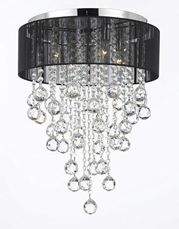 Flushmount 4-Light Chrome And Black Shade Empress Crystal (Tm) Chandelier Lighting - G7-3/Black/2130/4
