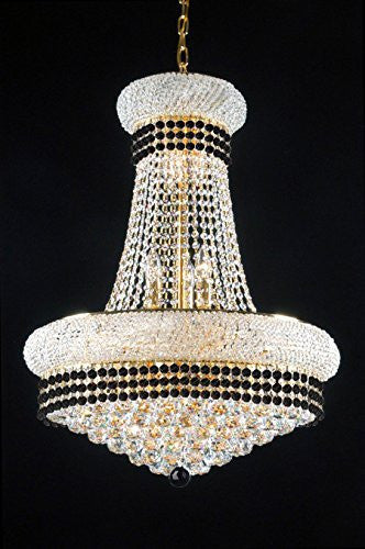 French Empire Crystal Chandelier Chandeliers Lighting Trimmed With Jet Black Crystal Good For Dining Room Foyer Entryway Family Room And More H32" X W24" - A500-B79/542/15