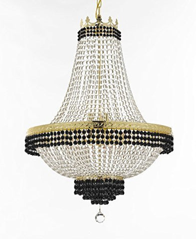 French Empire Crystal Chandelier Chandeliers Lighting Trimmed With Jet Black Crystal Good For Dining Room Foyer Entryway Family Room And More H36" X W30" - A500-B79/Cg/870/14