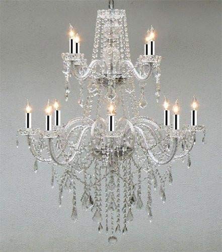 Swarovski Crystal Trimmed Chandelier! Authentic All Crystal Chandelier Chandeliers Lighting w/Chrome Sleeves! - J10-B43/3/26048/8+4SW