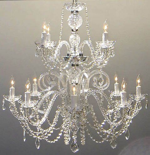 Set of 2-1 Empress Crystal (tm) Chandelier Chandeliers Lighting H25 x W24 and 1 Authentic All Crystal Chandelier Lighting Chandeliers H30 X W28 - 1EA A46-385/5 + 1EA J10-26048/8+4
