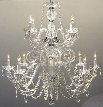 Petite French Chandelier With Swarovski Crystal H30" X W28" - Go-J10-26048/8+4Sw