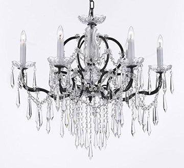 Nineteenth C. Baroque Iron & Crystal Chandelier Lighting H 25" X W 26" - G83-B27/994/6