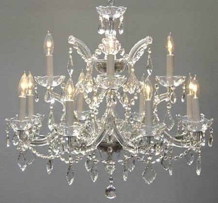 Swarovski Crystal Trimmed Chandelier Chandelier H22" X W28" - Go-A83-Silver/1534/12+1Sw