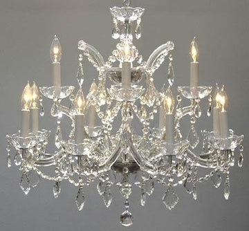 Chandelier Crystal Lighting Chandeliers H22" X W28" - Go-A83-Silver/1534/12+1