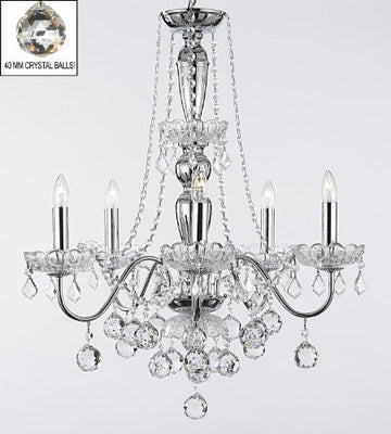 Elegant 5 Light Crystal Chandelier Pendant Lighting Fixture Light Lamp With Crystal Balls - J10-B6/26017/5