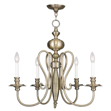 Livex Caldwell 5 Light Antique Brass Chandelier - C185-5165-01