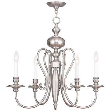 Livex Caldwell 5 Light Brushed Nickel Chandelier - C185-5165-91