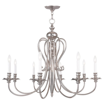 Livex Caldwell 8 Light Polished Nickel Chandelier - C185-5168-35