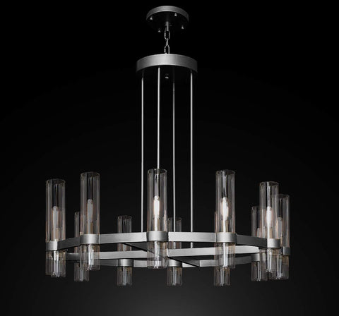 *CLOSEOUT PRICE - LIMITED QUANTITY LEFT* Varella Round Chandelier 36" Vintage Barn Metal Chandelier Chandeliers Industrial Loft Rustic Lighting Great for the Living Room, Dining Room, Foyer and Entryway, Family Room, and more - CO-CS/4461/12