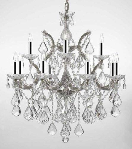 Chandelier Lighting Crystal Chandeliers w/Chrome Sleeves H30"X W28" - A500-B43/Silver/B7/21532/12+1