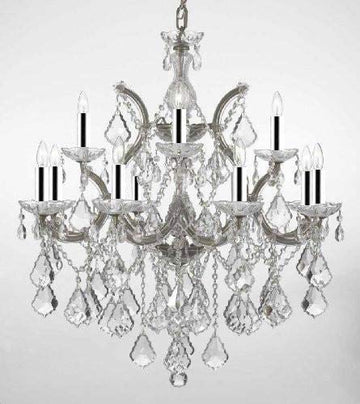 Chandelier Lighting Crystal Chandeliers w/Chrome Sleeves H30"X W28" - A500-B43/Silver/B7/21532/12+1
