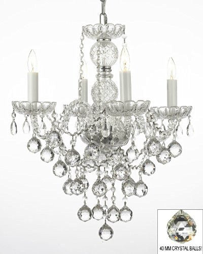 New Authentic All Crystal Chandelier Lighting W/ 40Mm Crystal Balls H22" X W17" - J10-B6/3/26098/4