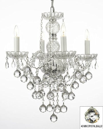 New Authentic All Crystal Chandelier Lighting W/ 40Mm Crystal Balls H22" X W17" - J10-B6/3/26098/4