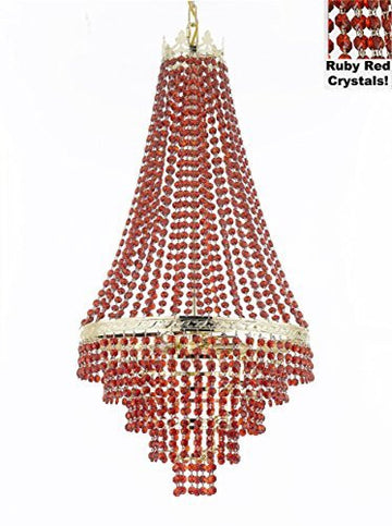 French Empire Crystal Chandelier Chandeliers Moroccan Style Lighting Dressed With All Ruby Red Crystal Great For Dining Room Foyer Entryway Family Room H30" X W17" - J10-B81/Cg/26026/4