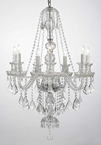 New Clear Crystal Chandelier Lighting H37" X W26" Trimmed With Spectra(Tm) Crystal Reliable Crystal Quality By Swarovski - G46-Clear/Sm/490/7 Sw