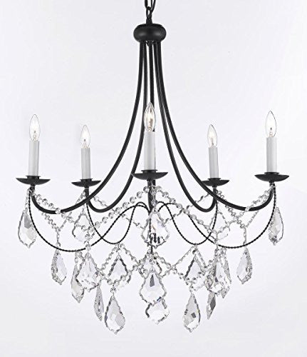 Empress Crystal (Tm) Wrought Iron Chandelier Lighting H.22.5" X W.26" - J10-B12/26031/5