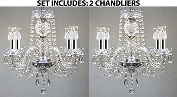 Set of 2 - Chandeliers Lighting W/CANDLE VOTIVES! H 17! For Indoor/Outdoor Use! Great for Outdoor Events, Hang from Trees/Gazebo / Pergola/Porch / Patio/Tent w/Chrome Sleeves - 2EA J10-B43/B31/26098/4