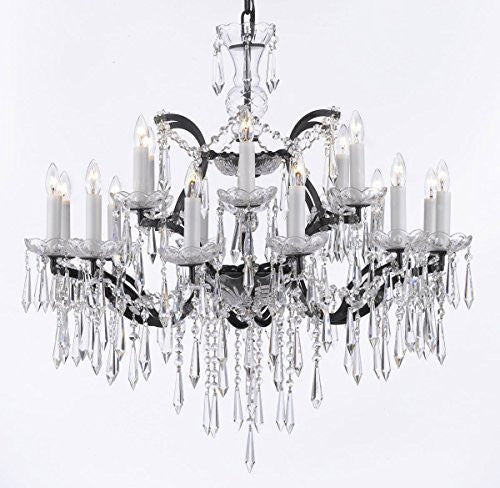 Nineteenth C. Baroque Iron & Empress Crystal (Tm) Chandelier Lighting Crystal Icicles H 28" X W 30" - G83-B27/995/18