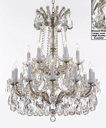 Swarovski Crystal Trimmed Maria Theresa Chandelier Lights Fixture Pendant Ceiling Lamp Dressed With Large Luxe Crystals H30" X W28" - Good For Dining Room Foyer Entryway Family Living Room - A500-Cg/B90/152/18Sw