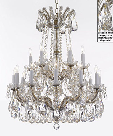 Swarovski Crystal Trimmed Maria Theresa Chandelier Lights Fixture Pendant Ceiling Lamp Dressed With Large Luxe Crystals H30" X W28" - Good For Dining Room Foyer Entryway Family Living Room - A500-Cg/B90/152/18Sw