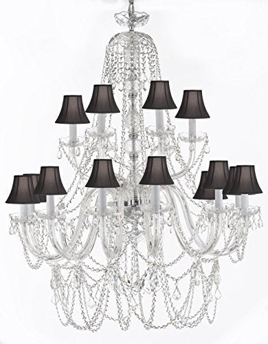 New Murano Venetian Style Crystal Chandelier Lighting - Great For The Dining Room Foyer Living Room W 40" H 50" With Blackshades - A46-B13/Blackshades/282/18