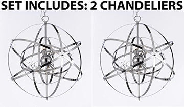 Set Of 2 - Spherical Orb Chandelier Lighting Chrome Color - J10-26039/6-Set Of 2