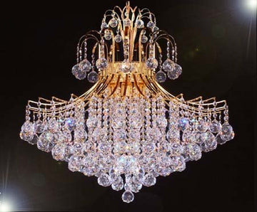 Swarovski Crystal Trimmed Chandelier Chandelier Lighting Dressed W/ Swarovski Crystal H30" X W24" - A93-CG/876/9SW