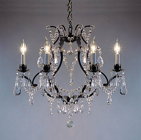 Wrought Iron Crystal Chandelier Lighting H19" X W20" - A500-3030/6