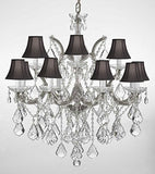 Swarovski Crystal Trimmed Chandelier Chandelier Lighting With Black Shades H30" X W28" - A500-Blackshades/Silver/B7/21532/12+1Sw