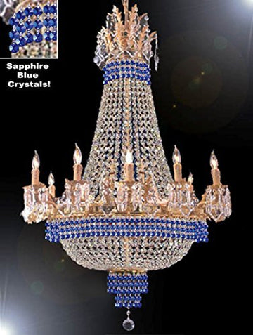 Empire Crystal Chandelier Chandeliers Lighting Dressed With Sapphire Blue Crystals Great For The Dining Room Foyer Living Room H32" X W25" - B83-Cg/1284/8+4