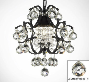 Wrought Iron Mini Crystal Chandelier Lighting W/ Crystal Balls - J10-B6/26030/1