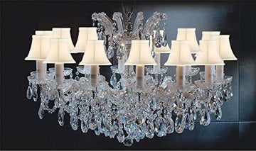 Maria Theresa Chandelier Crystal Lighting Chandeliers Lights Fixture Pendant Ceiling Lamp For Dining Room Entryway Living Room H 21" X W 31" With White Shades - Antique French Gold Color - A83-Sc/Whiteshades/Cg/2489/14