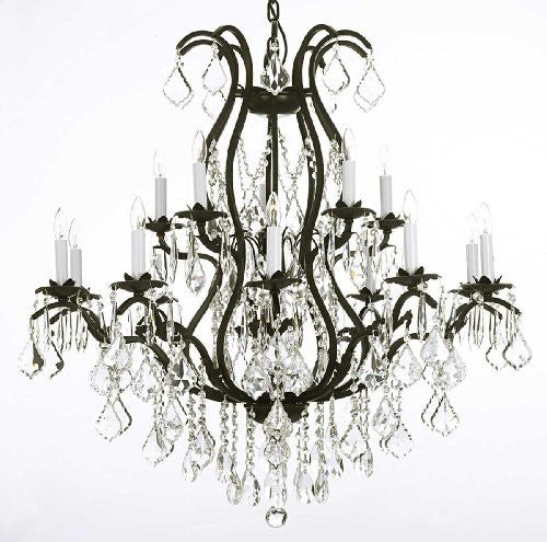 Wrought Iron Chandelier Crystal Chandeliers Lighting H36" X W36" - A113-3034/10+5