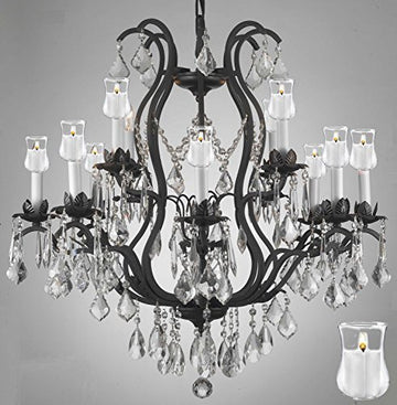 Wrought Iron Crystal Chandelier Lighting Chandeliers With Candle Votives H30" X W28" - A500-B31/3034/8+4