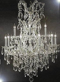 Maria Theresa Swarovski Crystal Trimmed Chandelier H35" X W28" - A500-Silver/52/21532/12+1Sw