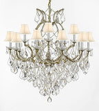 Swarovski Crystal Trimmed Chandelier Maria Theresa Empress Crystal (Tm) Chandelier Lighting H 38" W 37" With White Shades - Sc/Whiteshade/21510/15+1Sw A500-