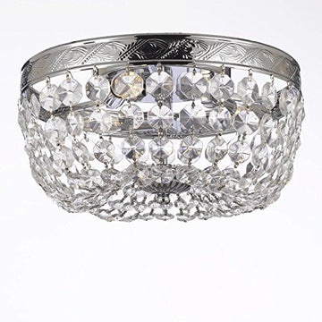 French Empire Crystal Flush Basket Chandelier Lighting H5" X W13" - G93-Cs/1864/3