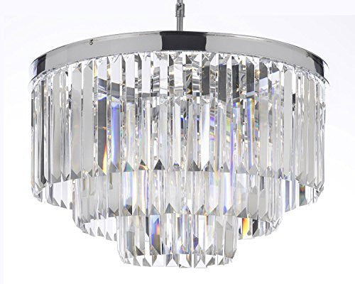 *CLOSEOUT PRICE - LIMITED QUANTITY LEFT* Palladium Empress Crystal (Tm) Glass Fringe 3-Tier Chandelier Lighting Chrome Finish H 21.5" W 19.75" - CO-2164/9