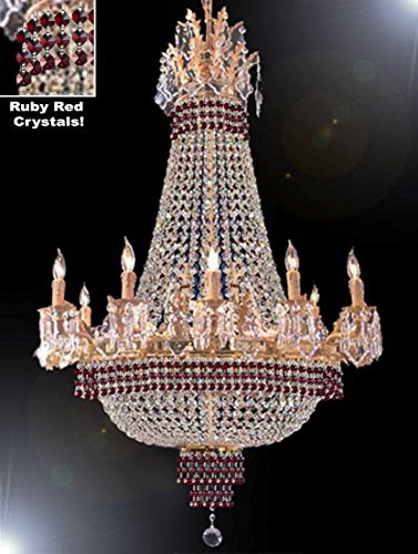 Empire Crystal Chandelier Chandeliers Lighting Dressed With Ruby Red Crystals Great For The Dining Room Foyer Living Room H32" X W25" - B74-Cg/1284/8+4