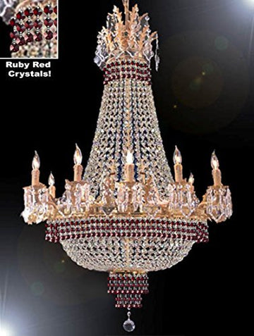 Empire Crystal Chandelier Chandeliers Lighting Dressed With Ruby Red Crystals Great For The Dining Room Foyer Living Room H32" X W25" - B74-Cg/1284/8+4