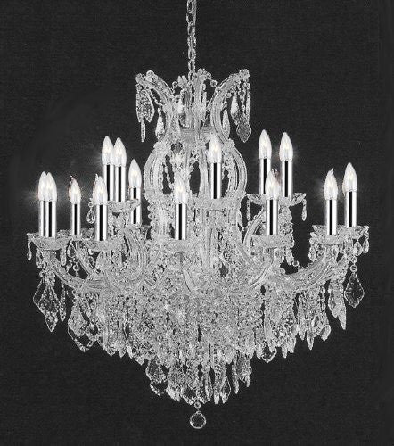 Empress Crystal (Tm) Chandelier Lighting Crystal Chandeliers With Chrome Sleeves Ht 38"Xwd37 16 Lights - A500-B43/Silver/1/2151015+1