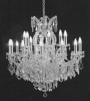 Empress Crystal (Tm) Chandelier Lighting Crystal Chandeliers With Chrome Sleeves Ht 38"Xwd37 16 Lights - A500-B43/Silver/1/2151015+1