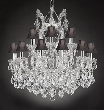Maria Theresa Empress Crystal(Tm) Chandelier Lighting With Black Shades H 28" W 30" - Cjd-Cs/Sc/2181/30