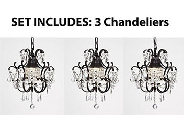 Chandeliers Wrought Iron Crystal Chandelier Island Pendant Lighting H14" W11" **Set Of 3*** - J10-26030/1-Set Of 3