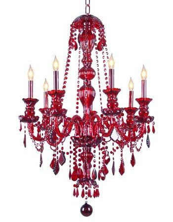 Ruby Red Crystal Chandelier Lighting H37" X W26" - J10-Red/Sm/26040/7